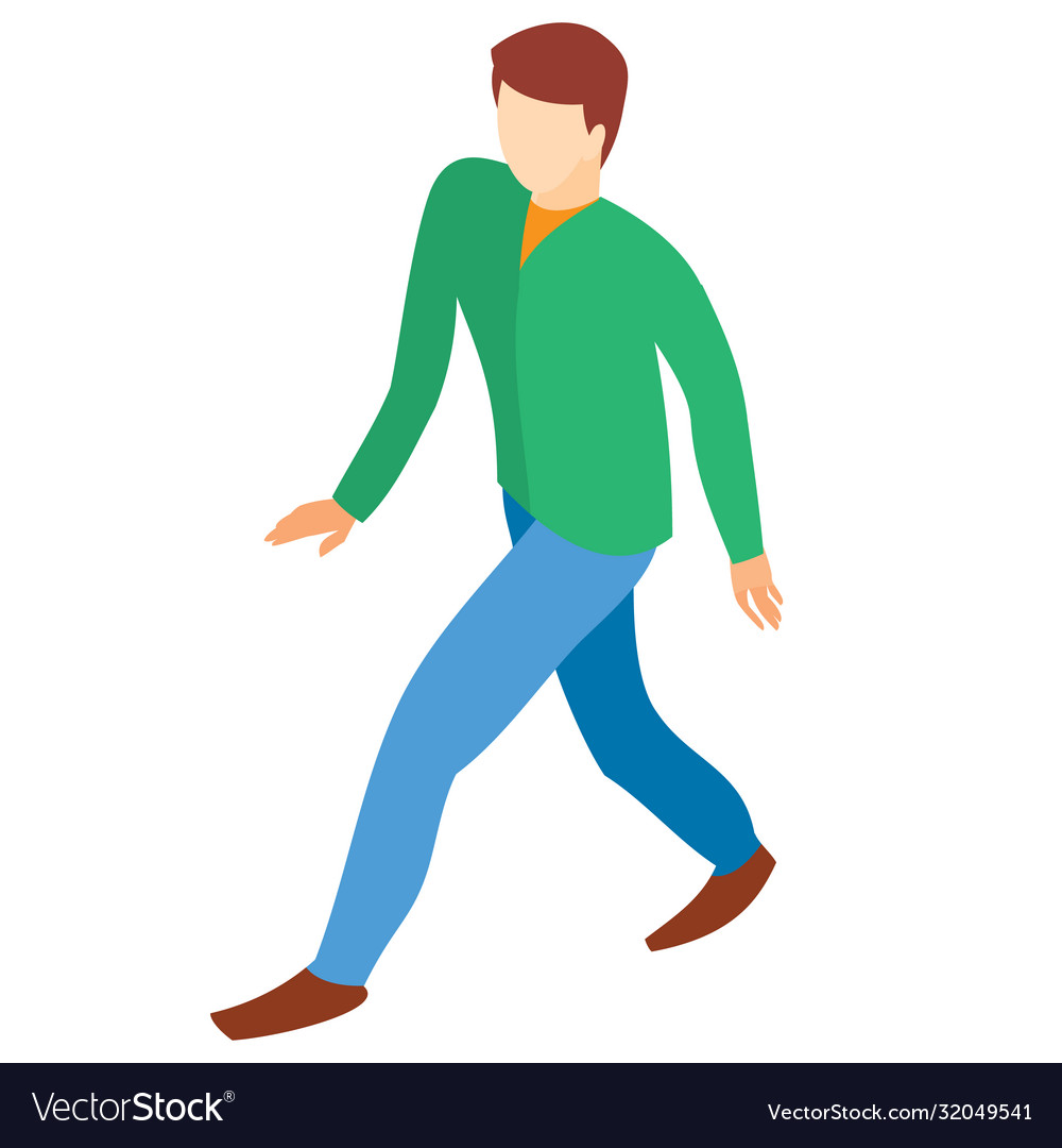 Isometry man is walking isolated object Royalty Free Vector