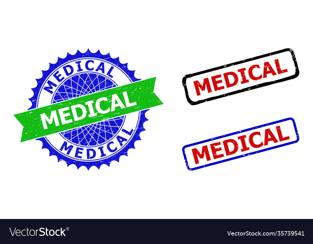 Medical rosette and rectangle bicolor watermarks