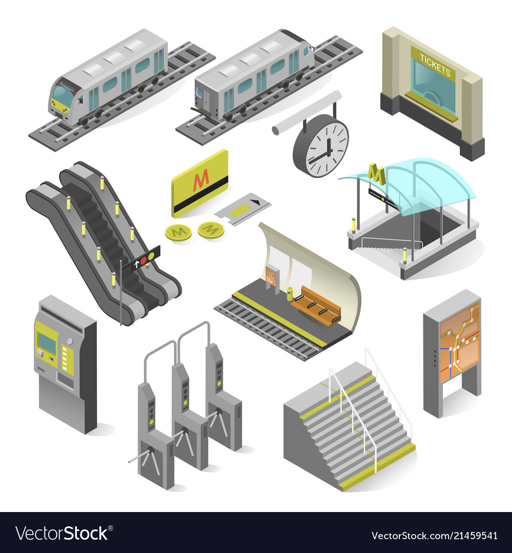 Metro station isometric vector image Metro station isometric