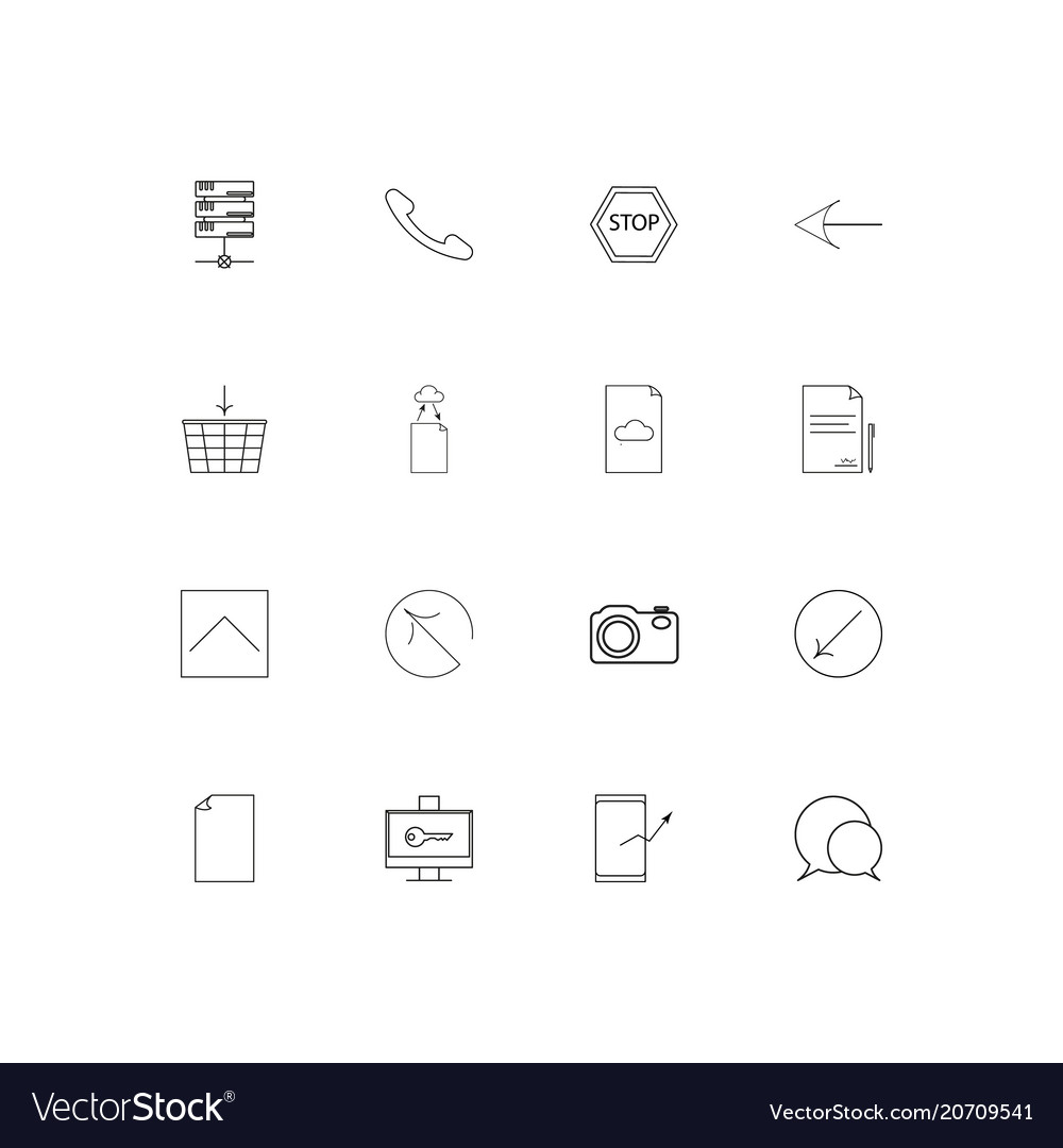 Network and database simple linear icons set