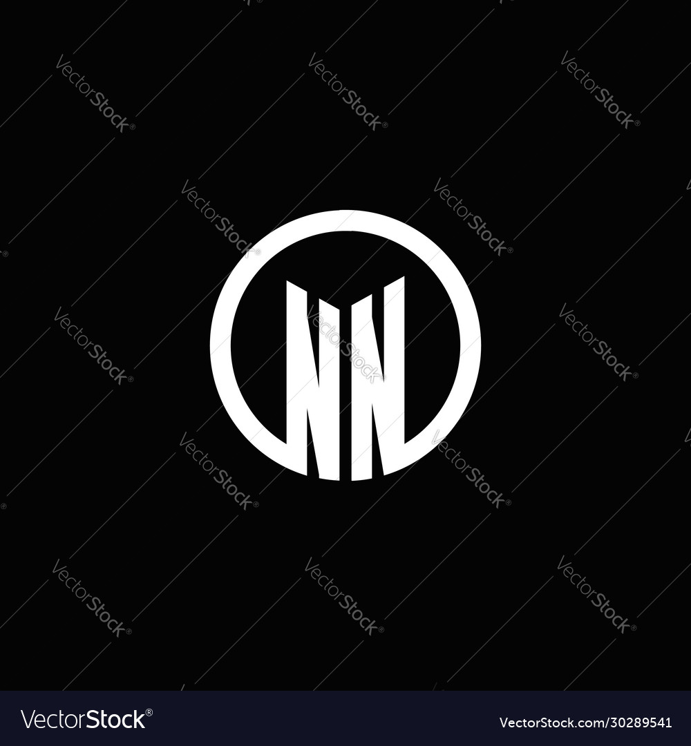 Nn monogram logo isolated with a rotating circle