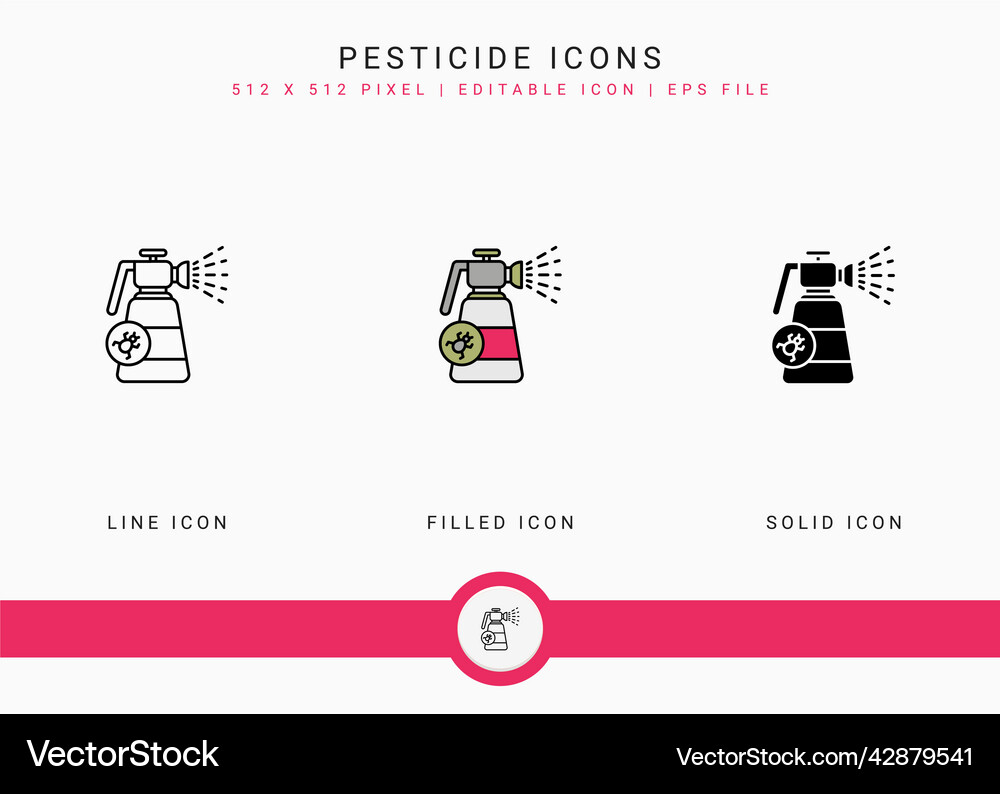 Pesticide icons set with solid icon line style Vector Image