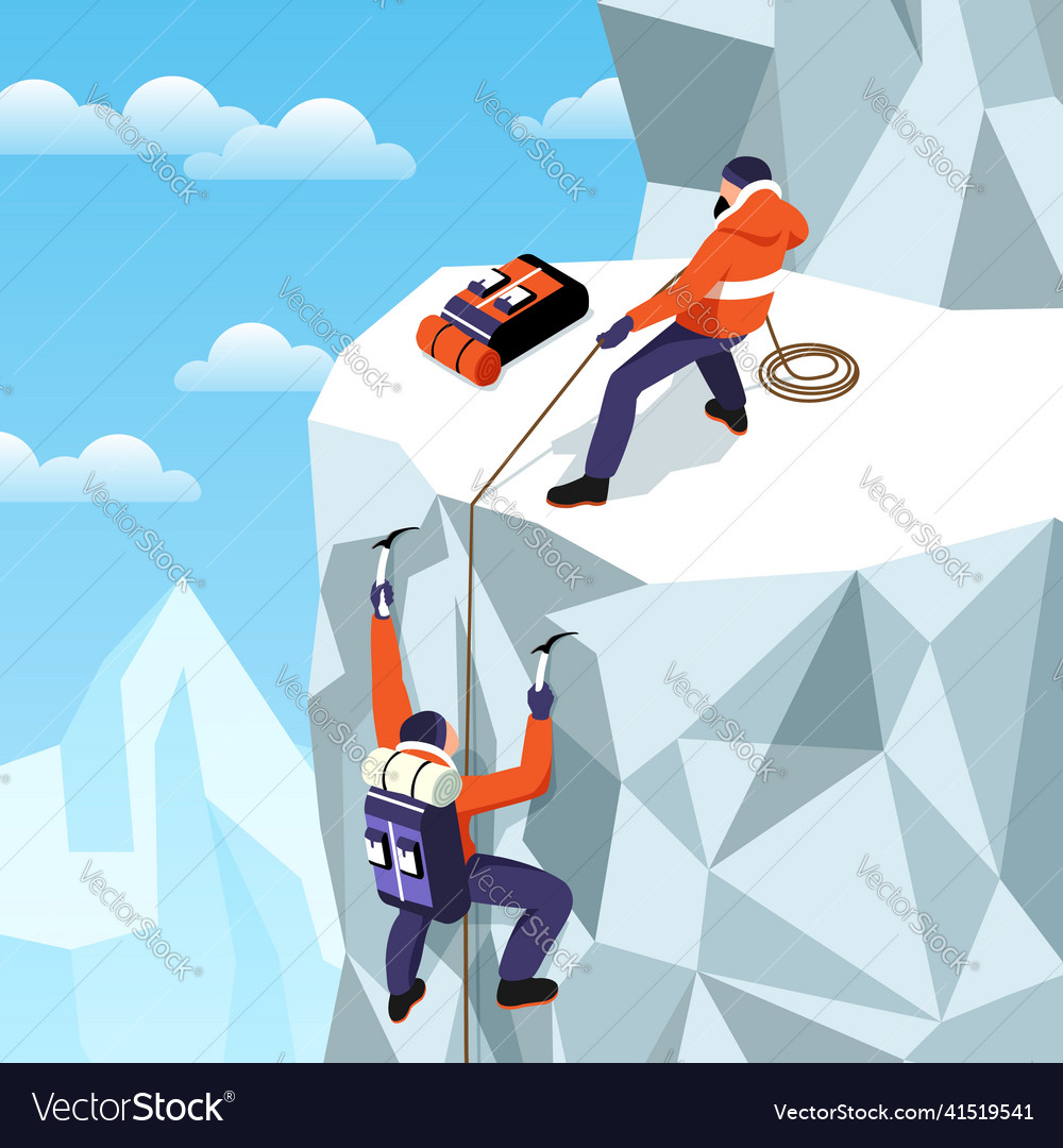 Pulling climbing rope composition Royalty Free Vector Image