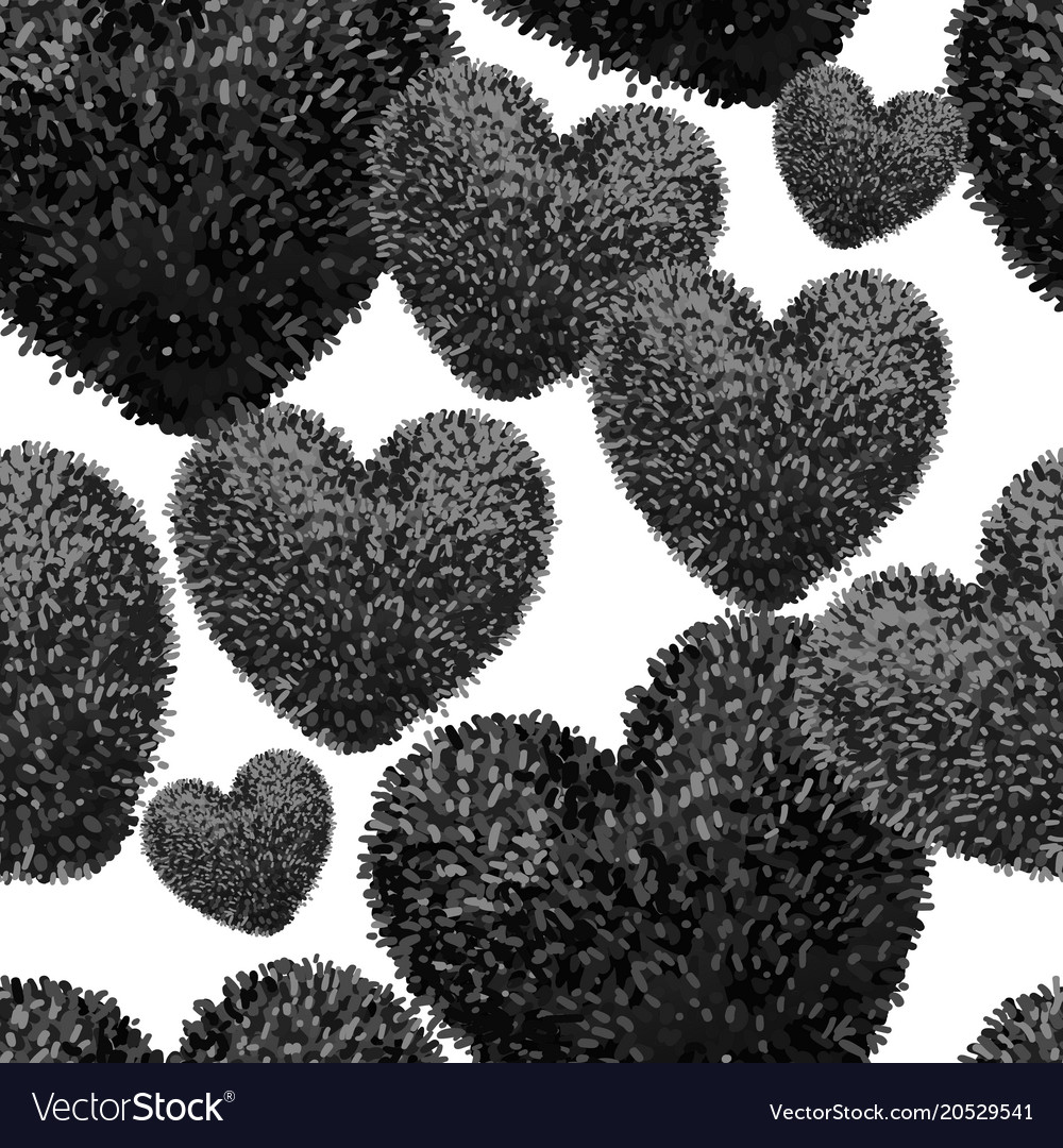 Seamless pattern with fluffy soft heart