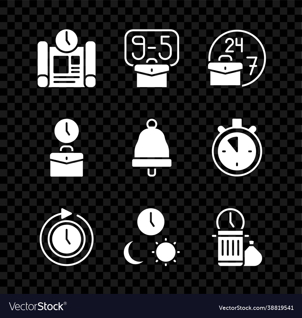 Set project time plan from 9 always busy clock vector image Set project time plan from 9 always busy clock
