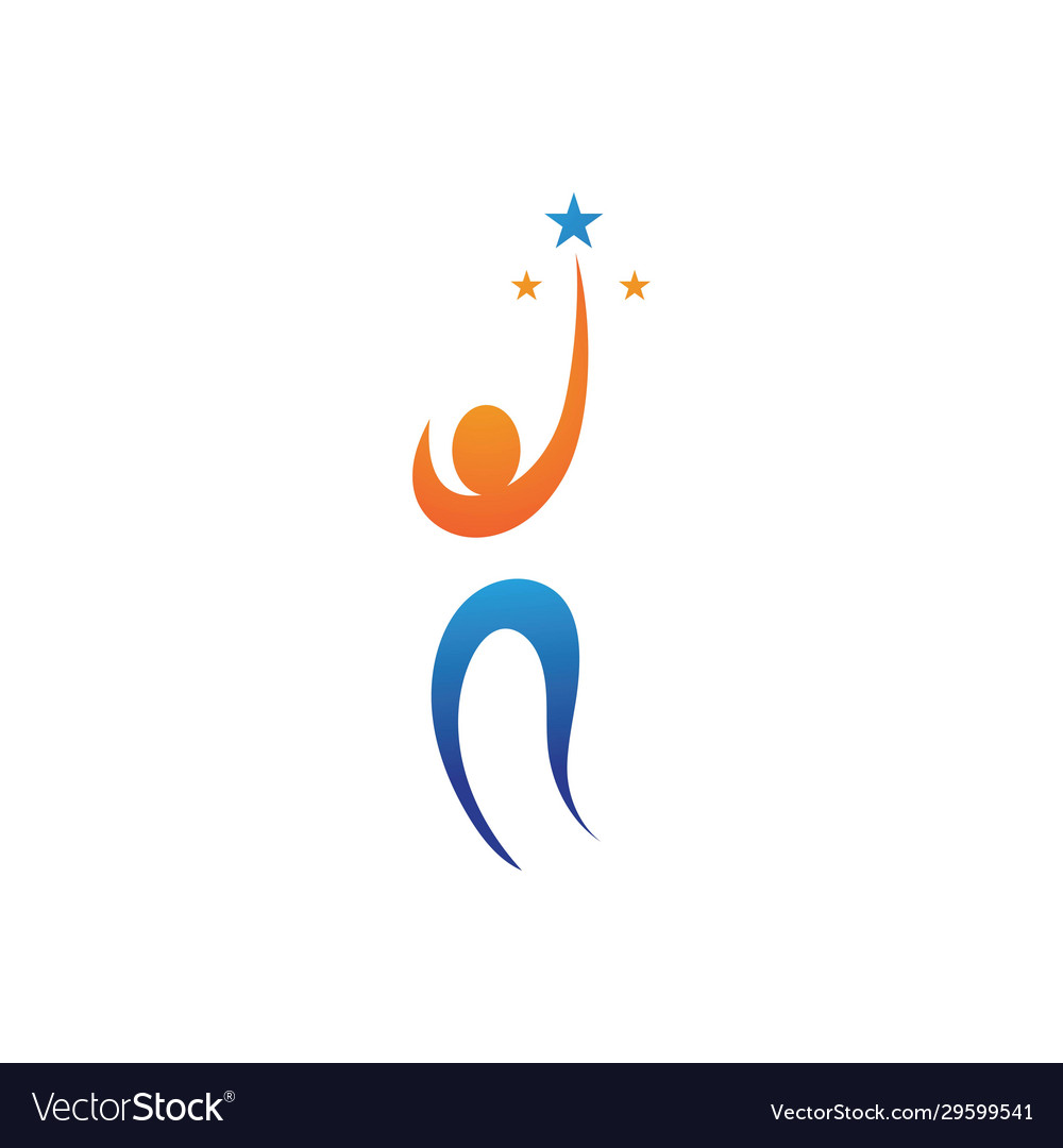 Star success people care logo Royalty Free Vector Image