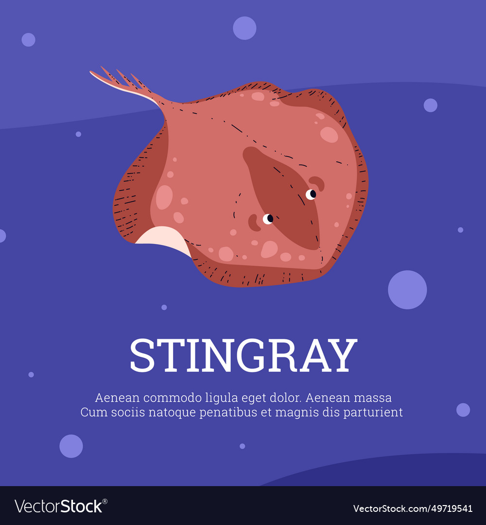 Stingray underwater with text