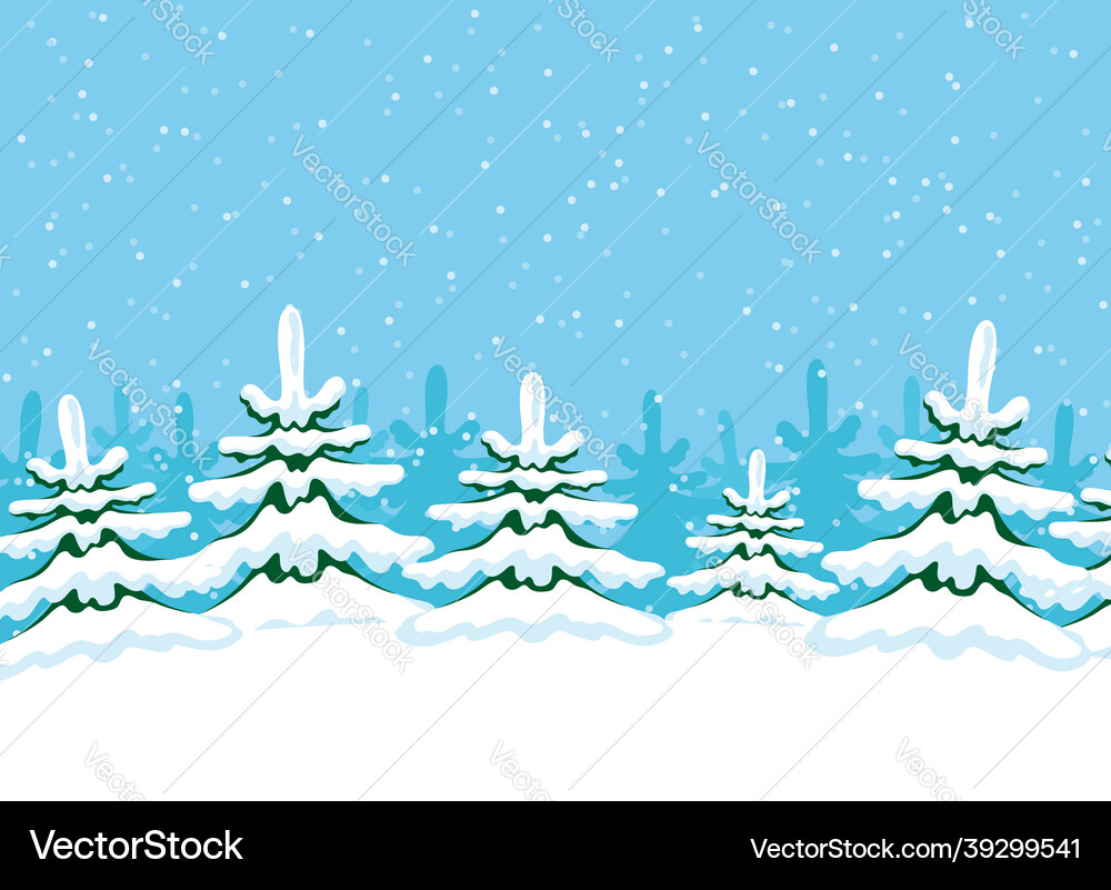 Winter with snowy trees Royalty Free Vector Image