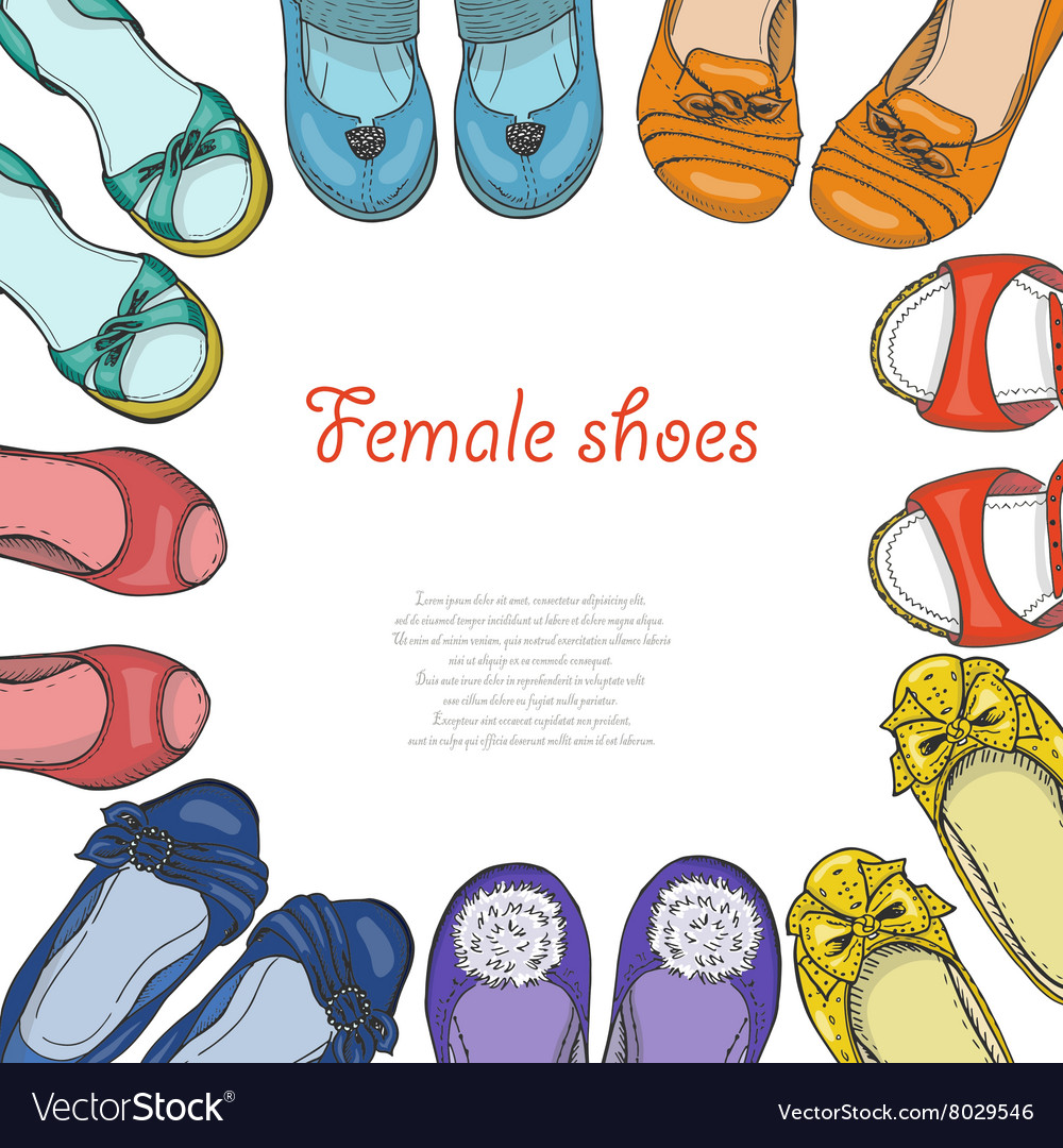 Background with women shoes in circle Royalty Free Vector