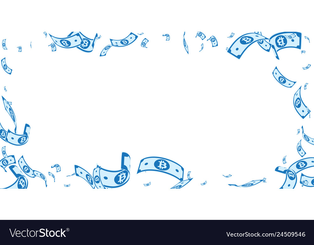 Bitcoin internet currency notes falling random b vector image Bitcoin internet currency notes falling random b