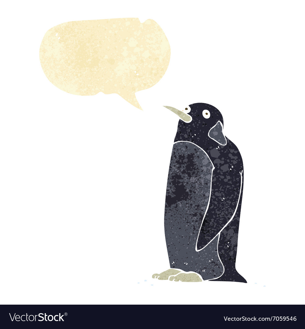 Cartoon penguin with speech bubble