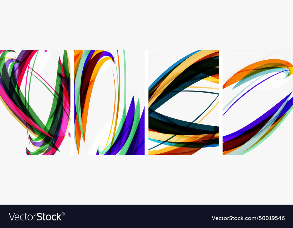 Colorful wave lines poster set for wallpaper Vector Image