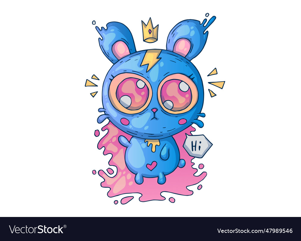 Cute blue bear with big eyes creative cartoon