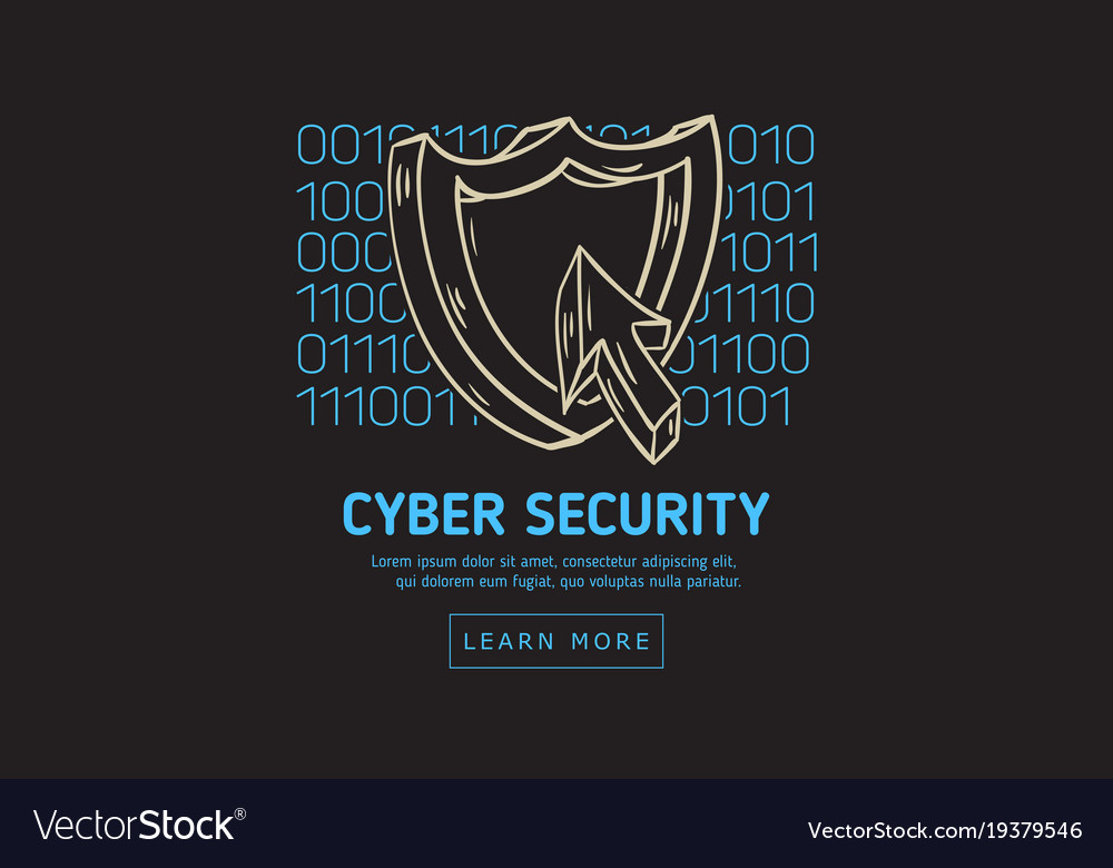 Cyber security safety web design with a shield