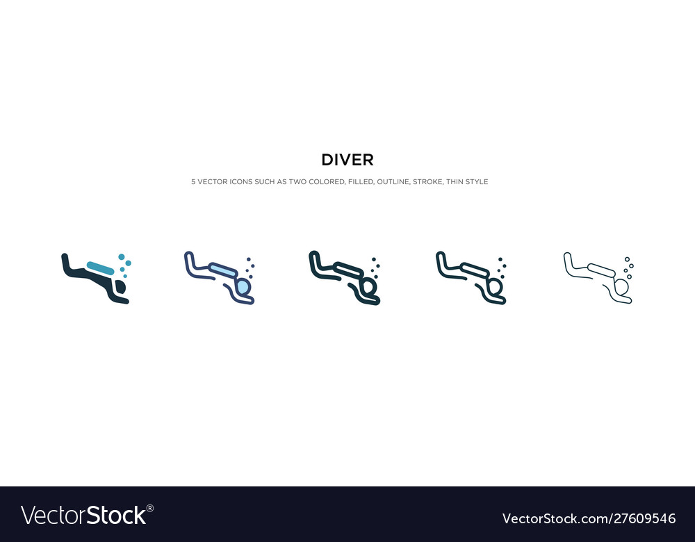 Diver icon in different style two colored Vector Image Diver icon in different style two colored