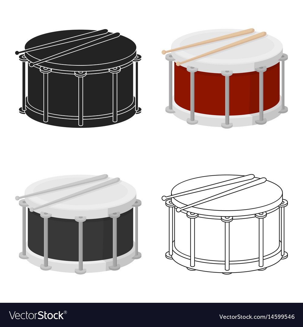 Drum icon in cartoon style isolated on white Vector Image