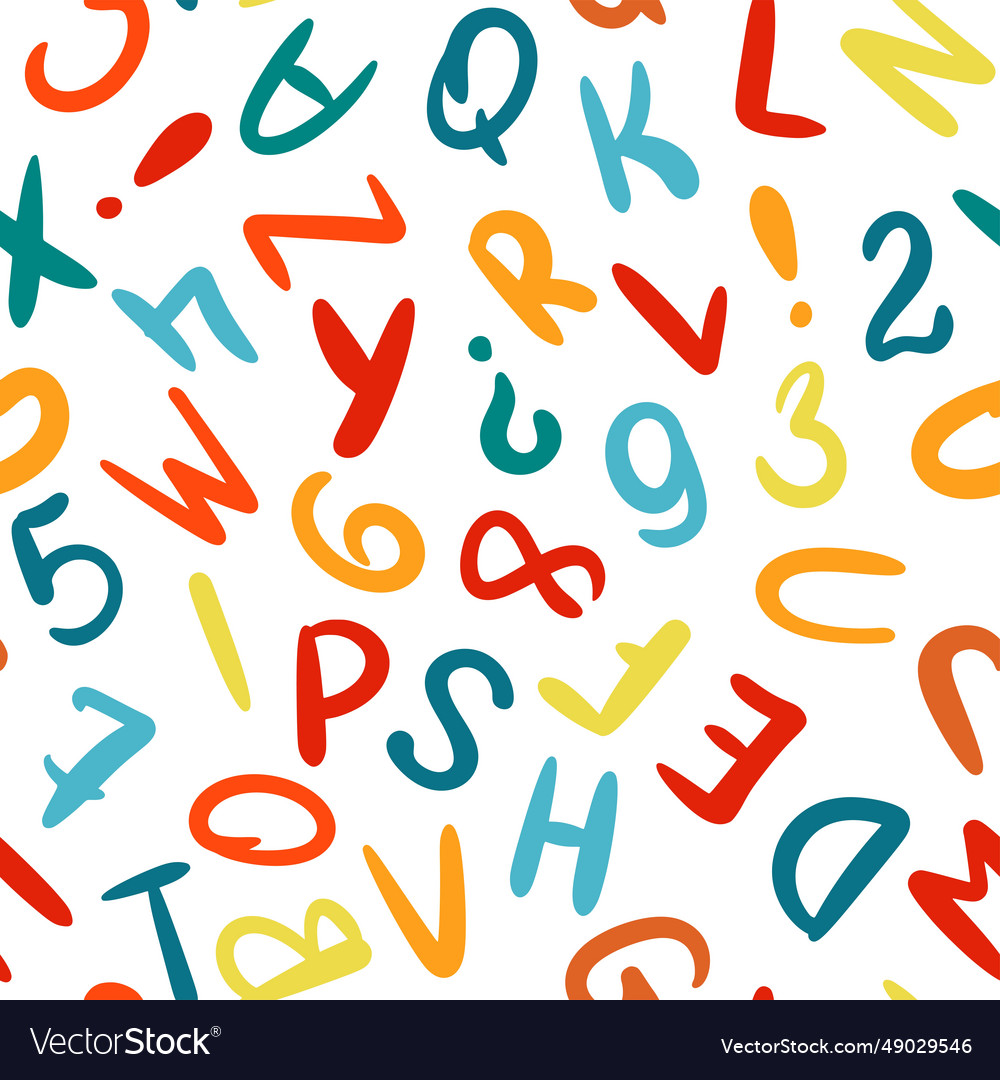 Funny bubble letters and numbers seamless pattern