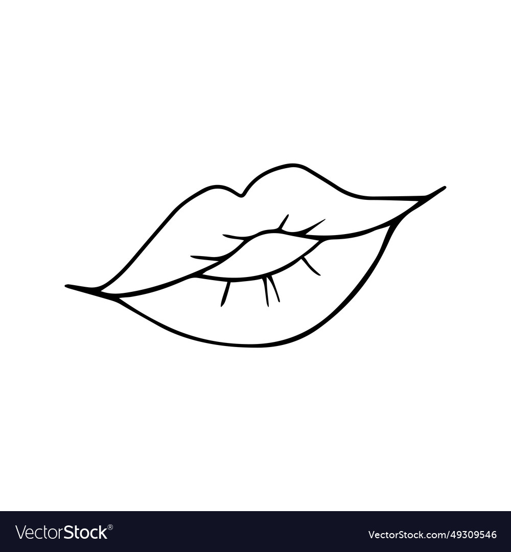 Hand drawn woman s lips in a smile Royalty Free Vector Image