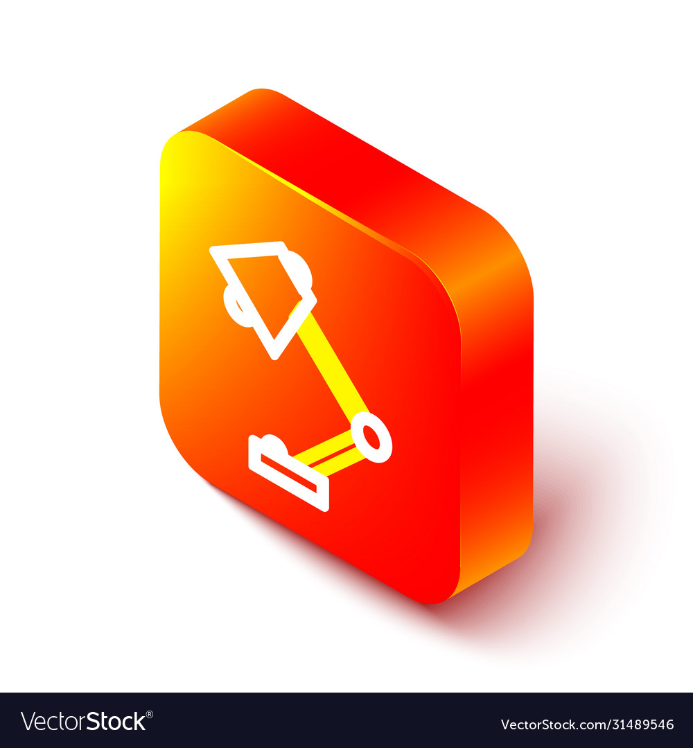 Isometric line table lamp icon isolated on white vector image Isometric line table lamp icon isolated on white