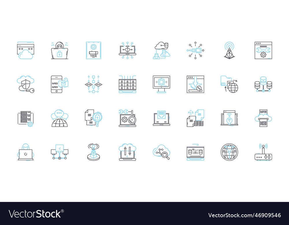 Mobile computing linear icons set smartph tablet vector image Mobile computing linear icons set smartph tablet