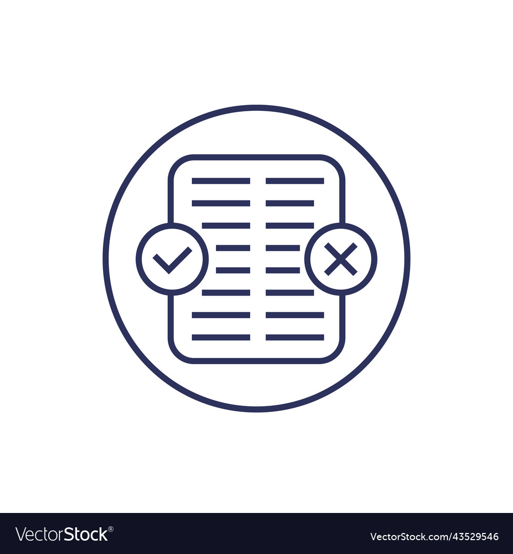 Pros and cons icon with a list line