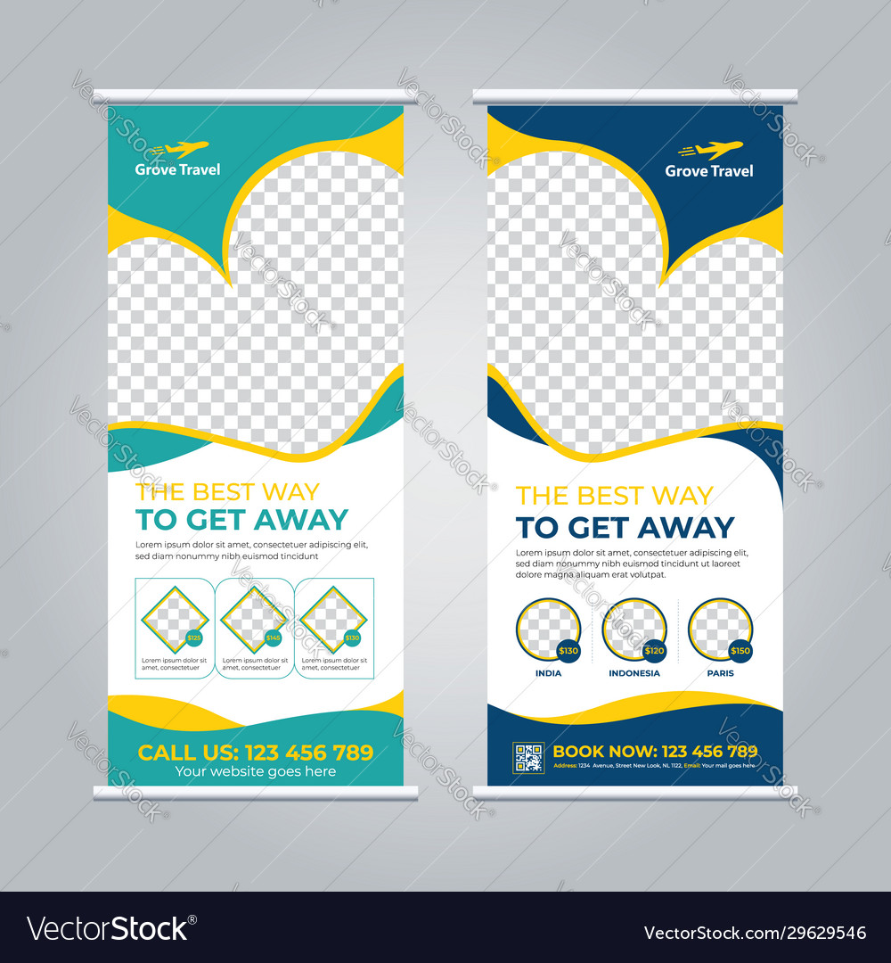 Roll Up Banner For Travel Agency Or Airlines Vector Image