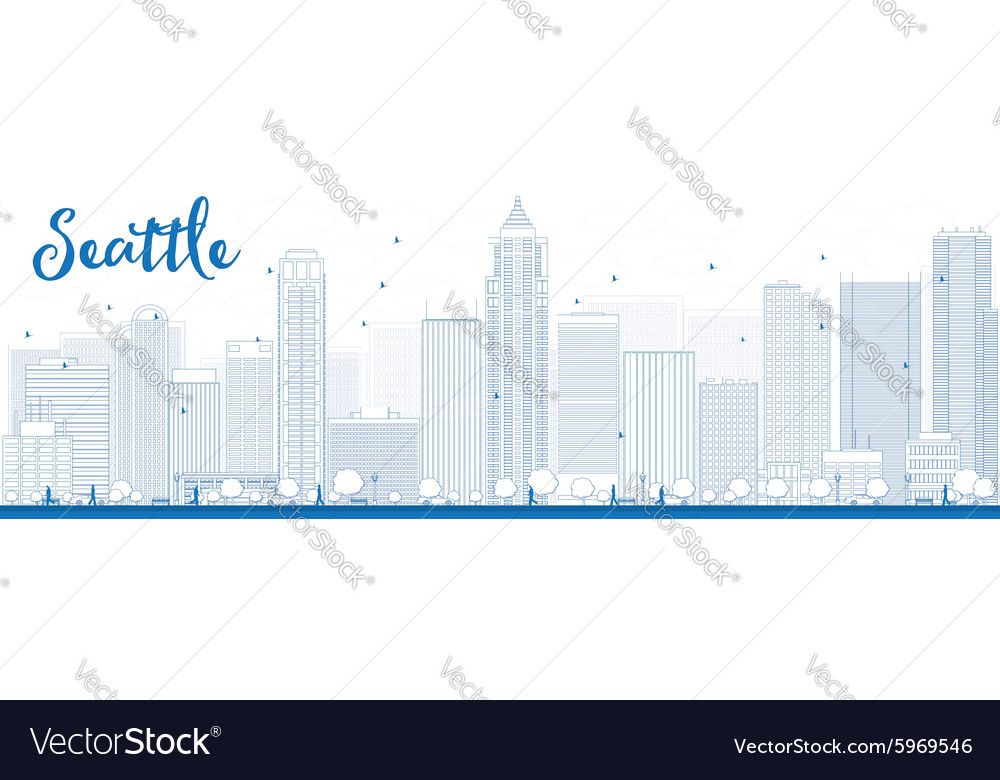 Seattle outline Royalty Free Vector Image - VectorStock