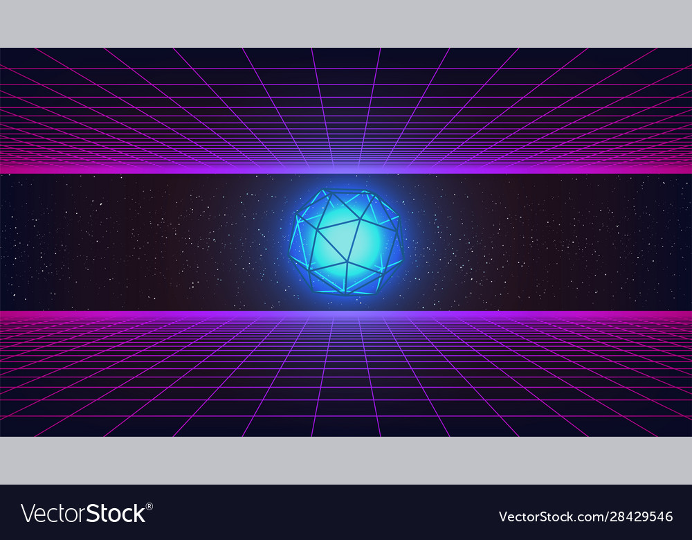 Synthwave abstract background wireframe