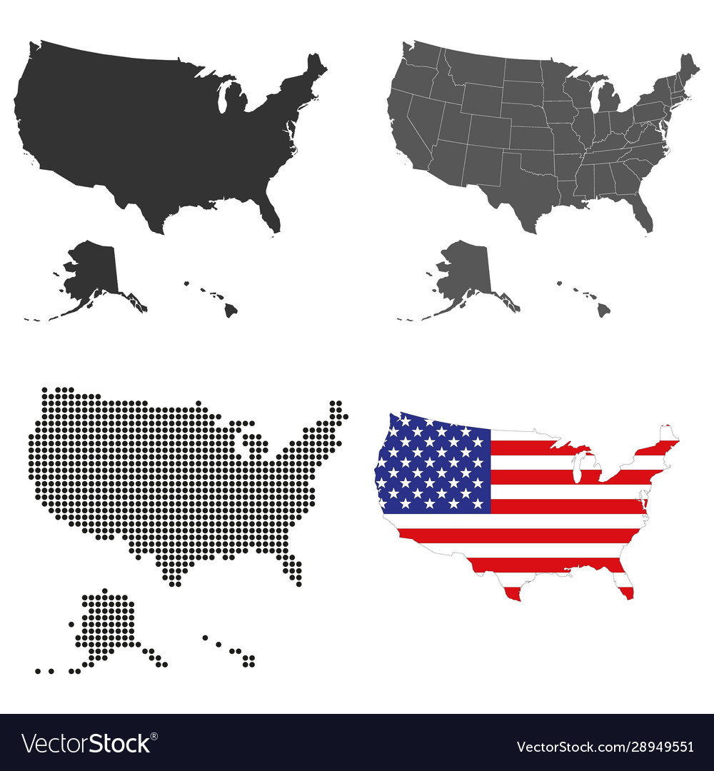 A set detailed accurate maps usa vector image A set detailed accurate maps usa