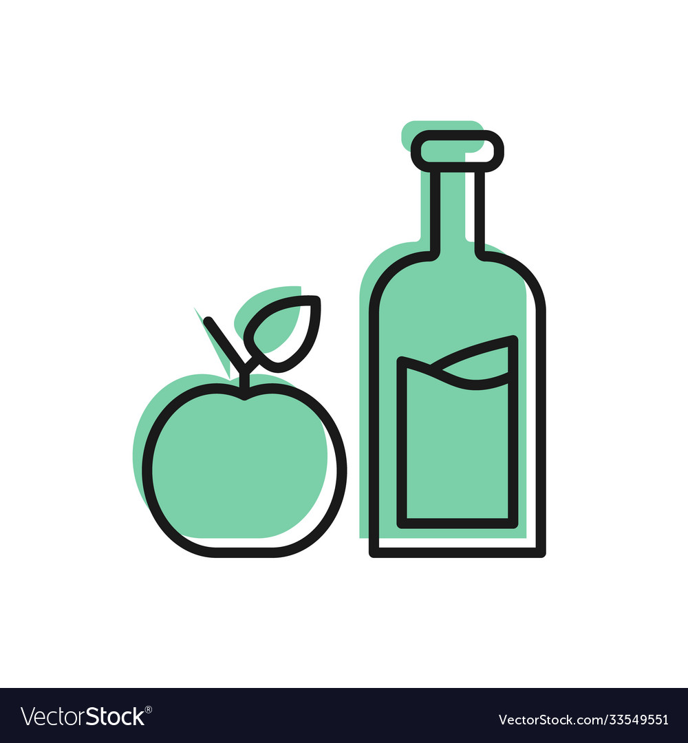 Black line apple cider bottle icon isolated Vector Image