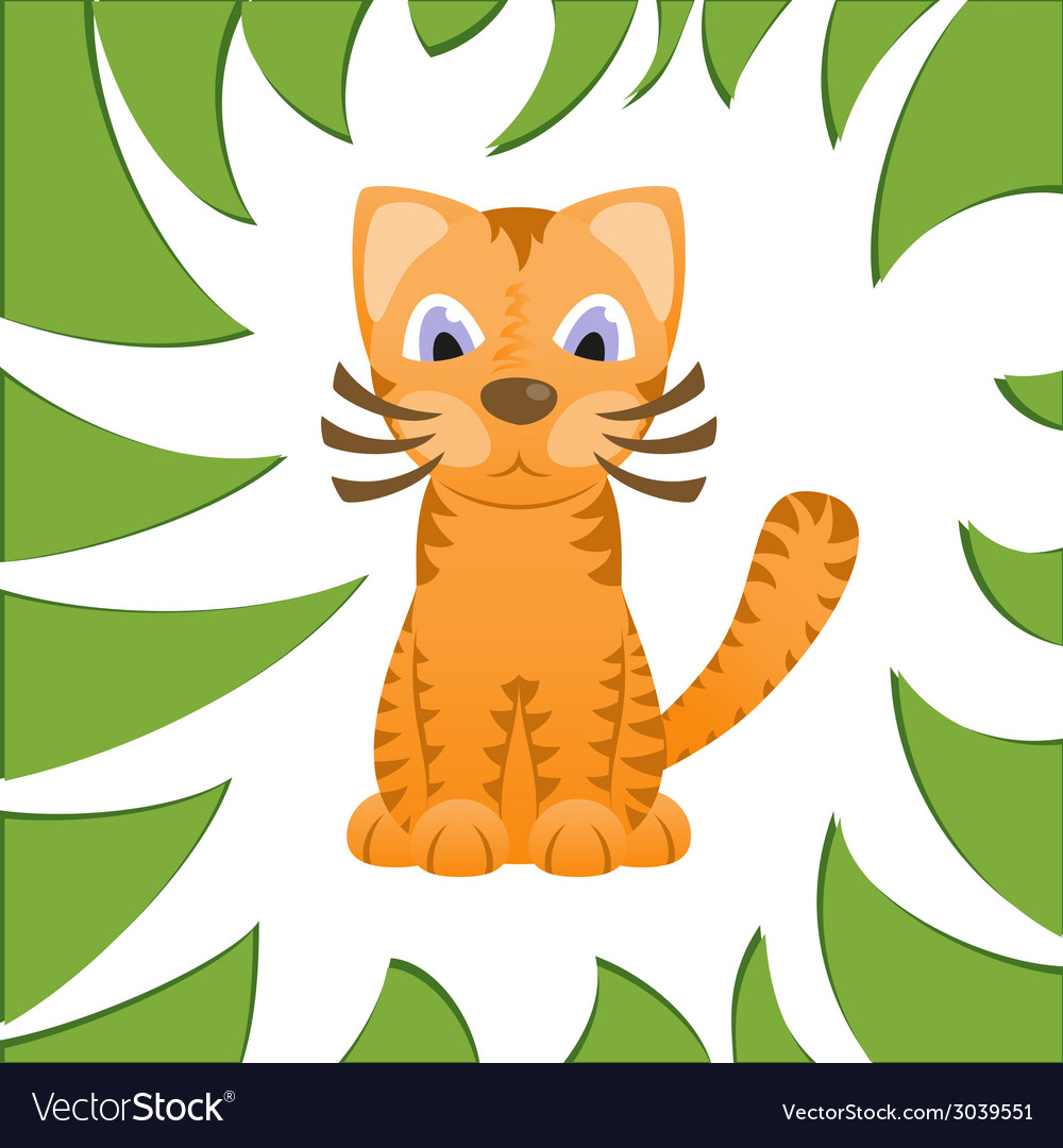 Cartoon cat looks like tiger in frame of jungle Vector Image Cartoon cat looks like tiger in frame of jungle Vector Image