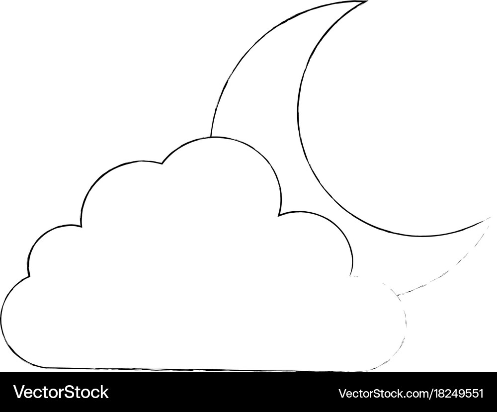 Cloud sky with moon Royalty Free Vector Image - VectorStock