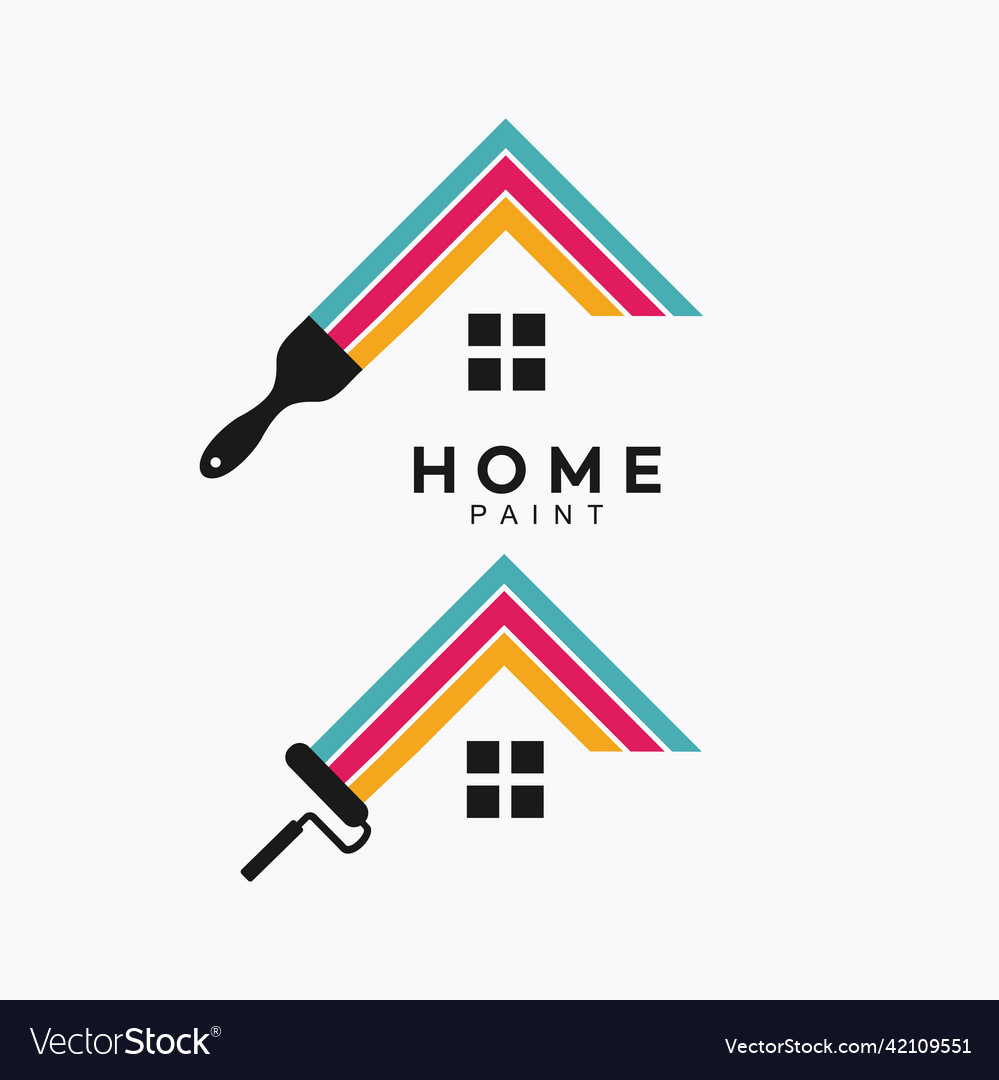 Colorful paint house logo design