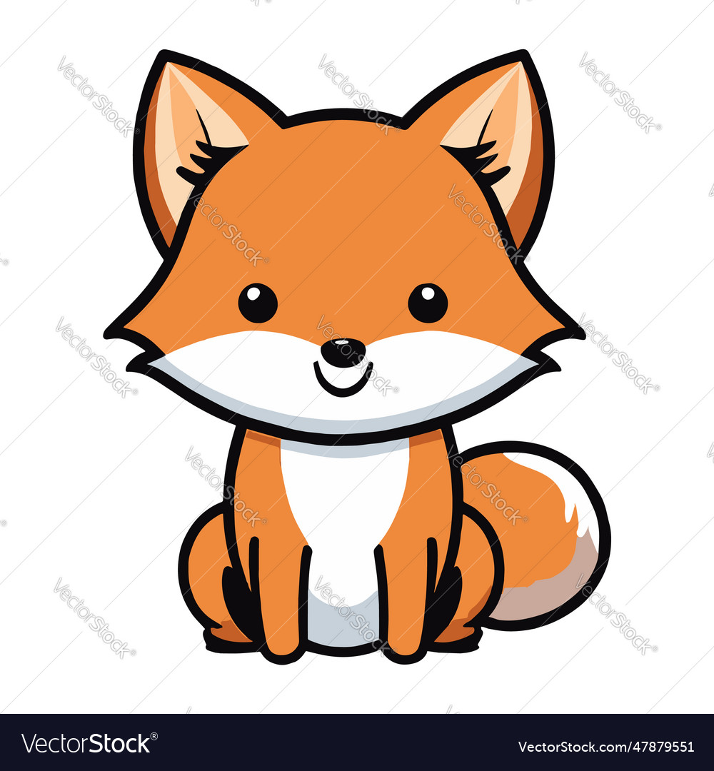 Cute fox isolated on white background flat Vector Image