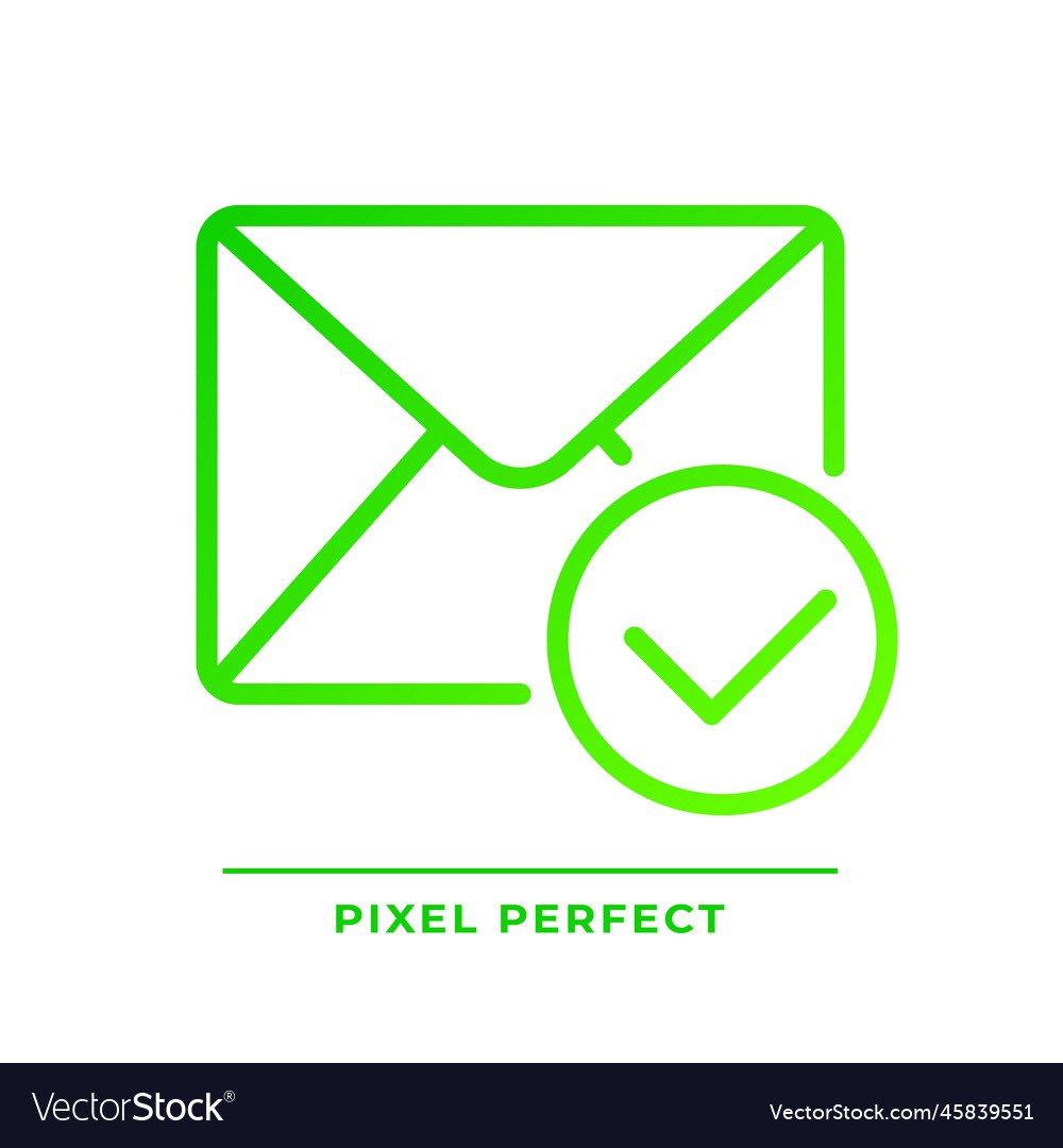 Envelope with checkmark pixel perfect gradient vector image Envelope with checkmark pixel perfect gradient