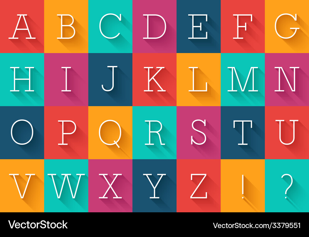 Flat font with shadow effect Royalty Free Vector Image