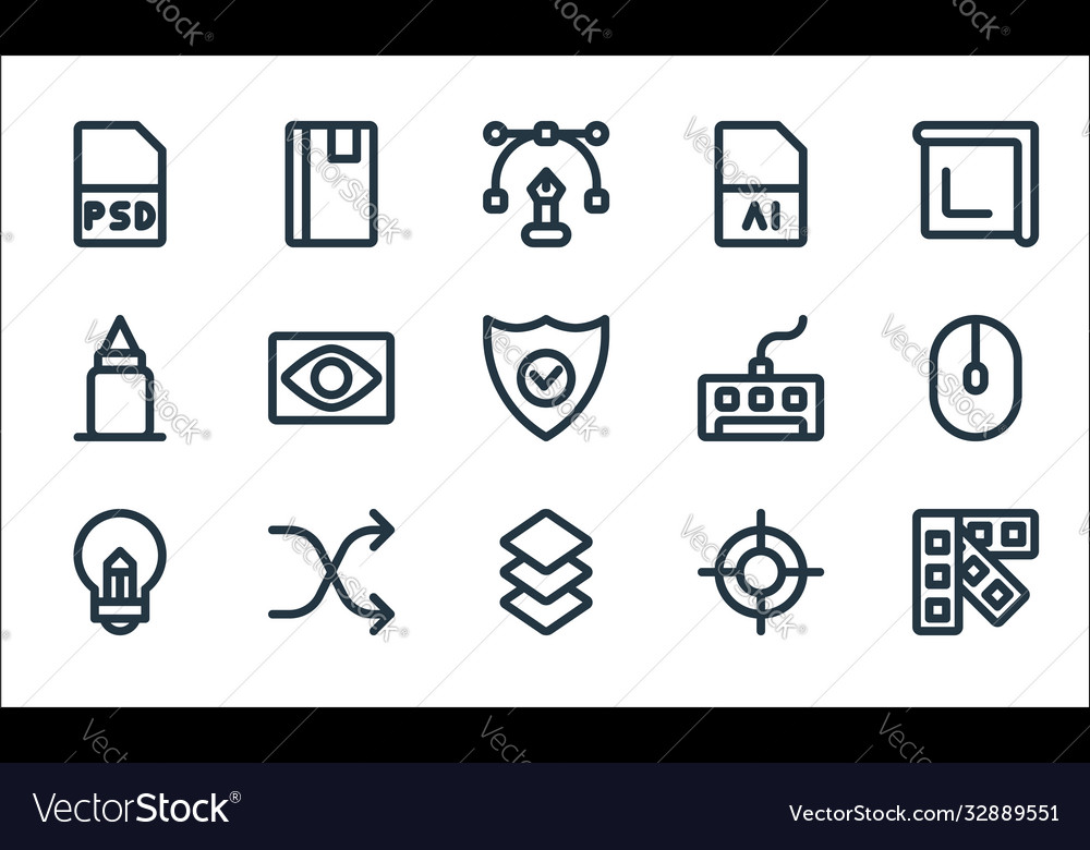 Graphic design line icons linear set quality vector image Graphic design line icons linear set quality
