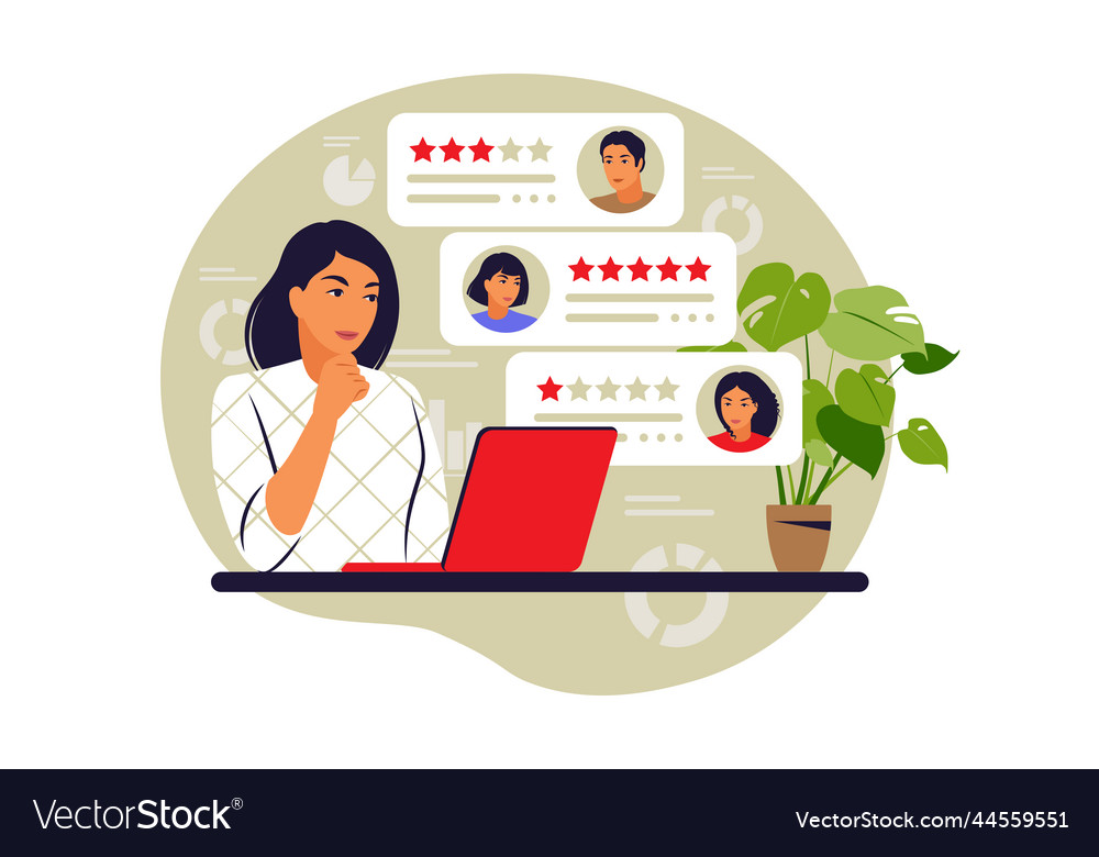 Online reviews concept star rating feedback