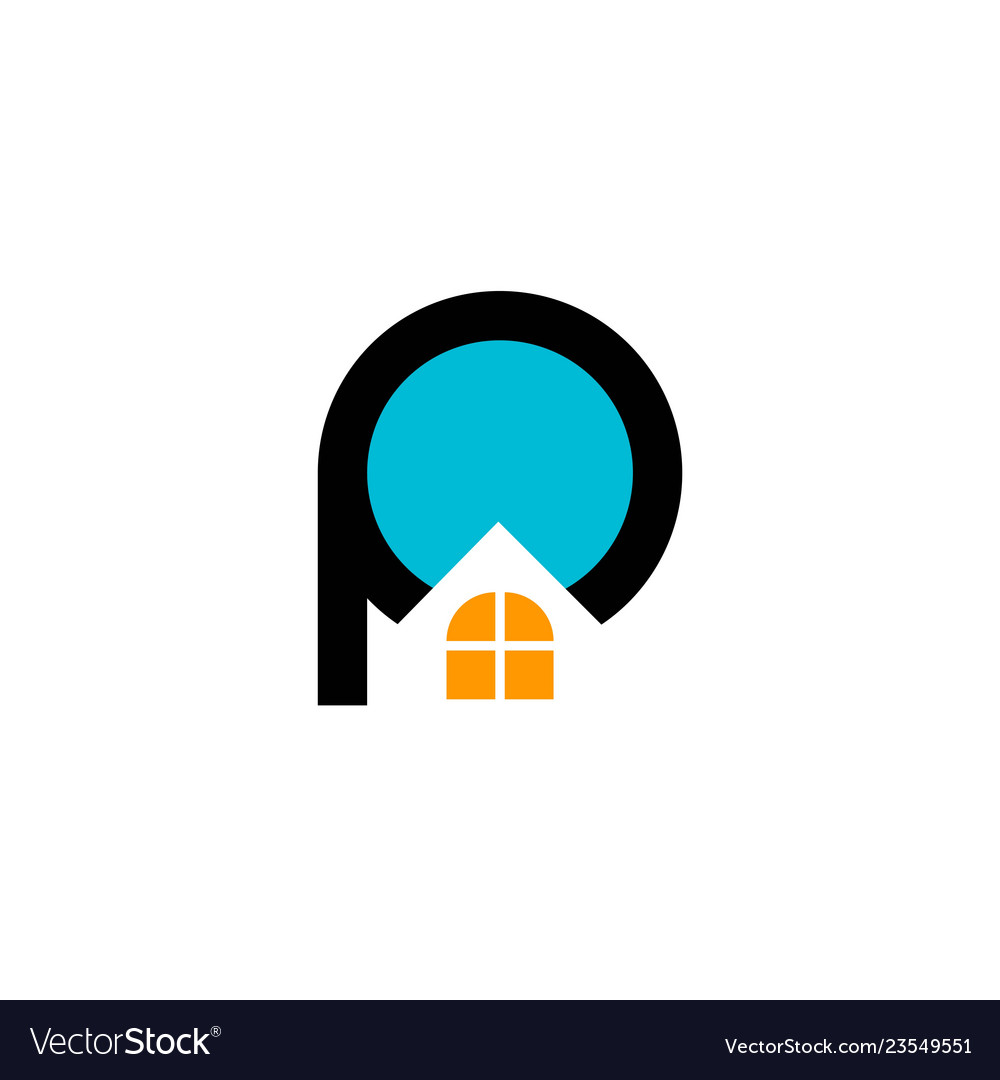 Real estate letter p and window house logo