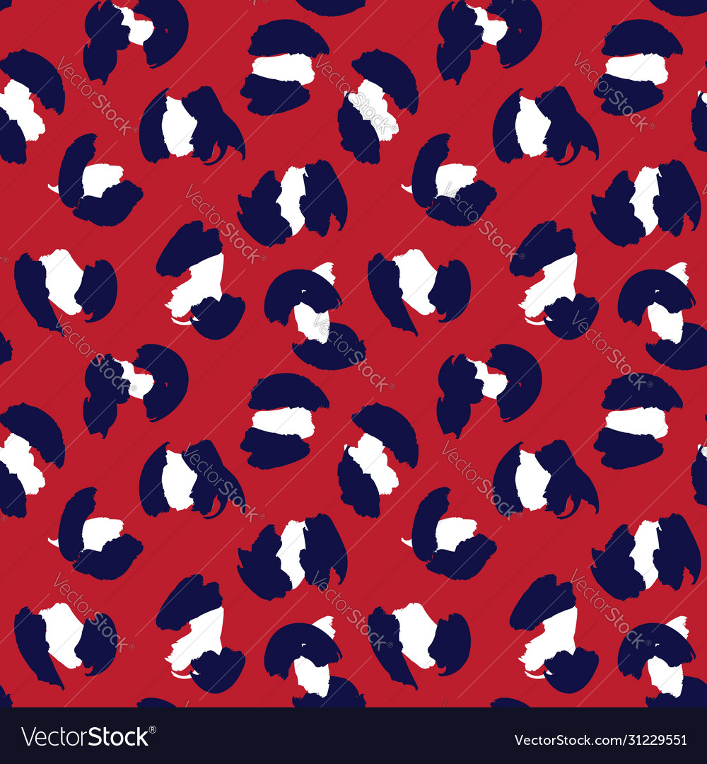 Red and Navy Leopard Print Seamless Pattern