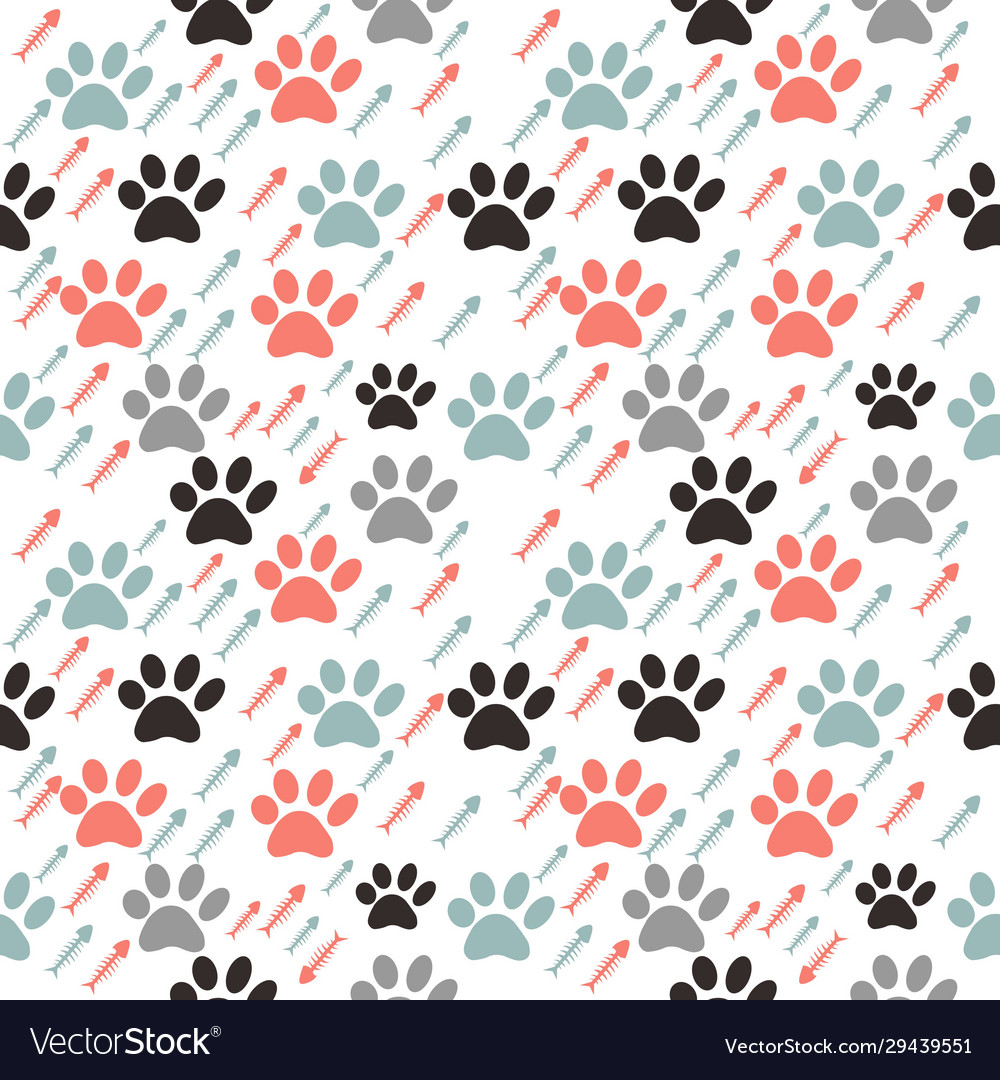 Seamless pattern with cat trail