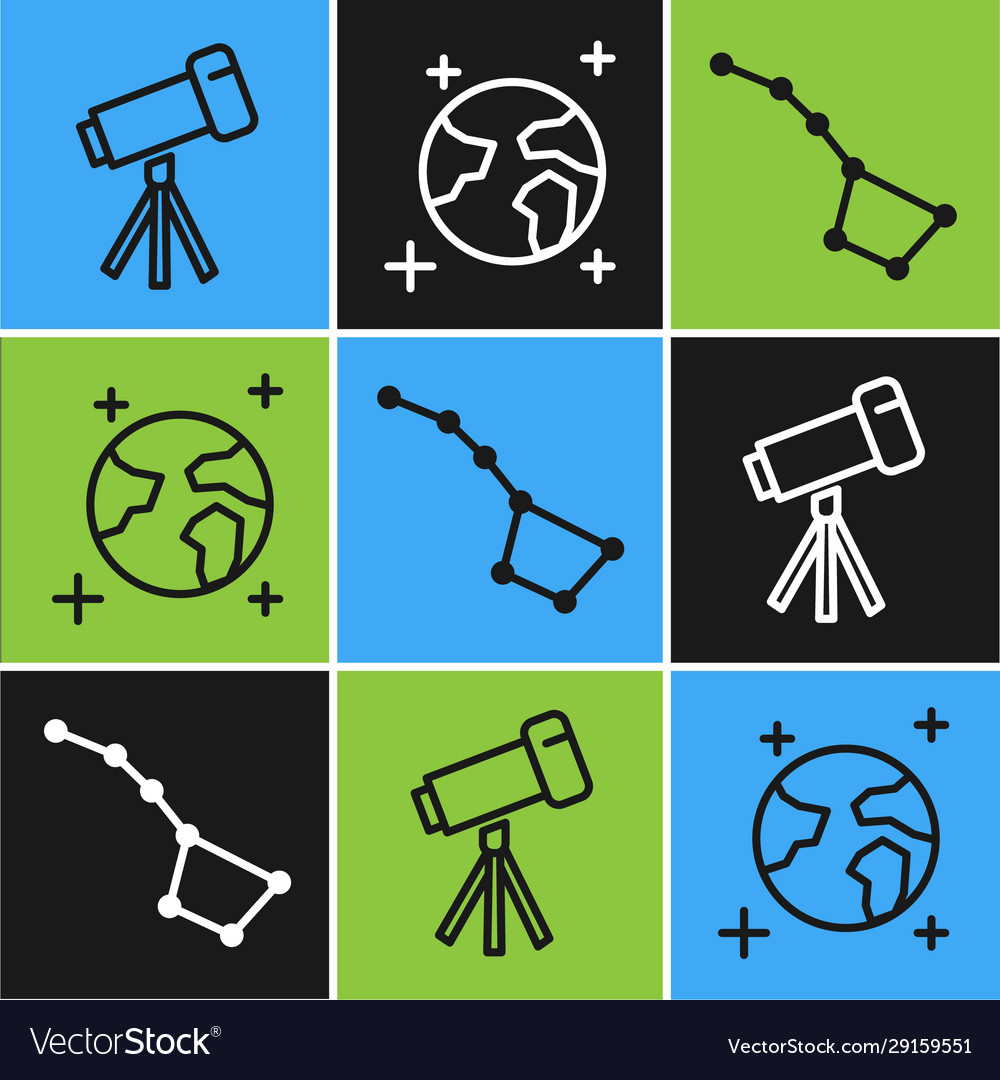 Set line telescope great bear constellation vector image Set line telescope great bear constellation