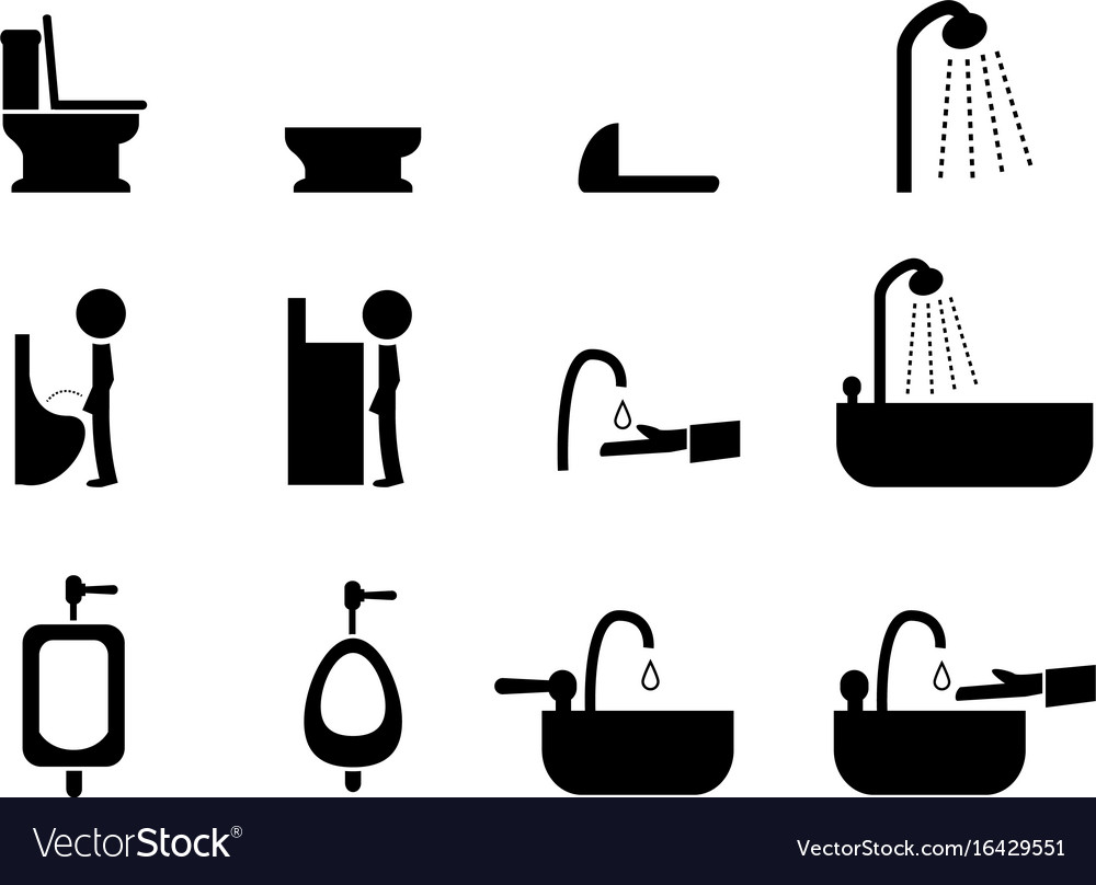 Set of toilet icons in silhouette style