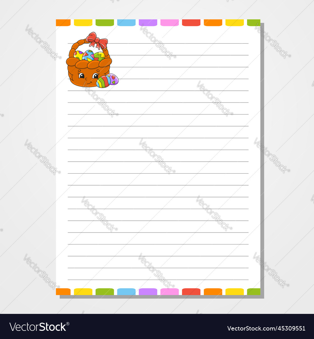 Sheet template for notebook notepad diary lined vector image Sheet template for notebook notepad diary lined