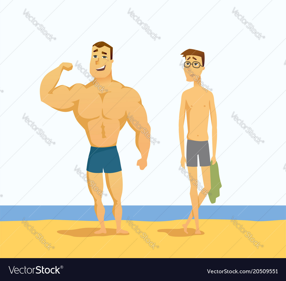 strong-and-weak-men-cartoon-people-character-vector-image