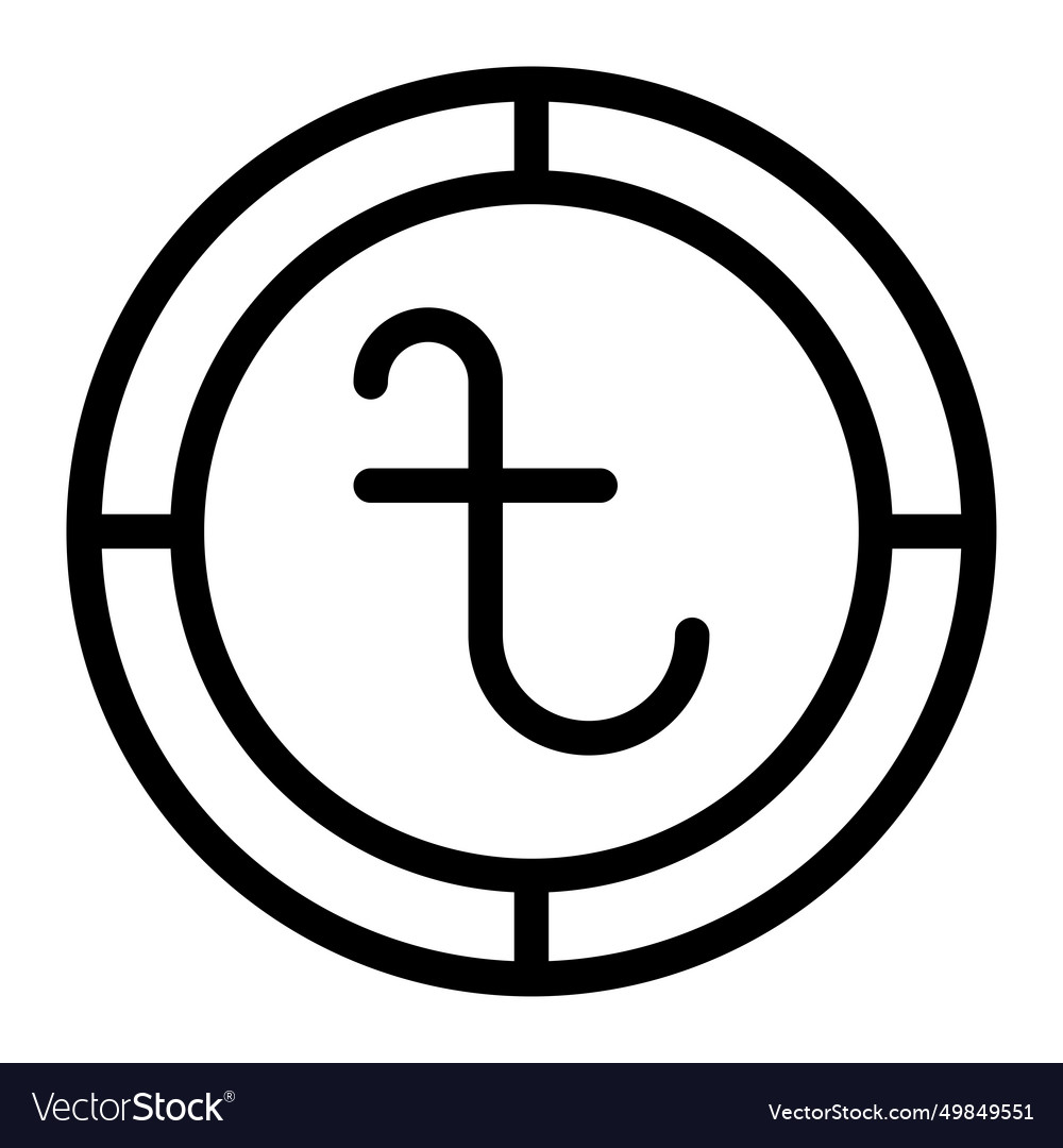 Taka coin icon outline for web Royalty Free Vector Image