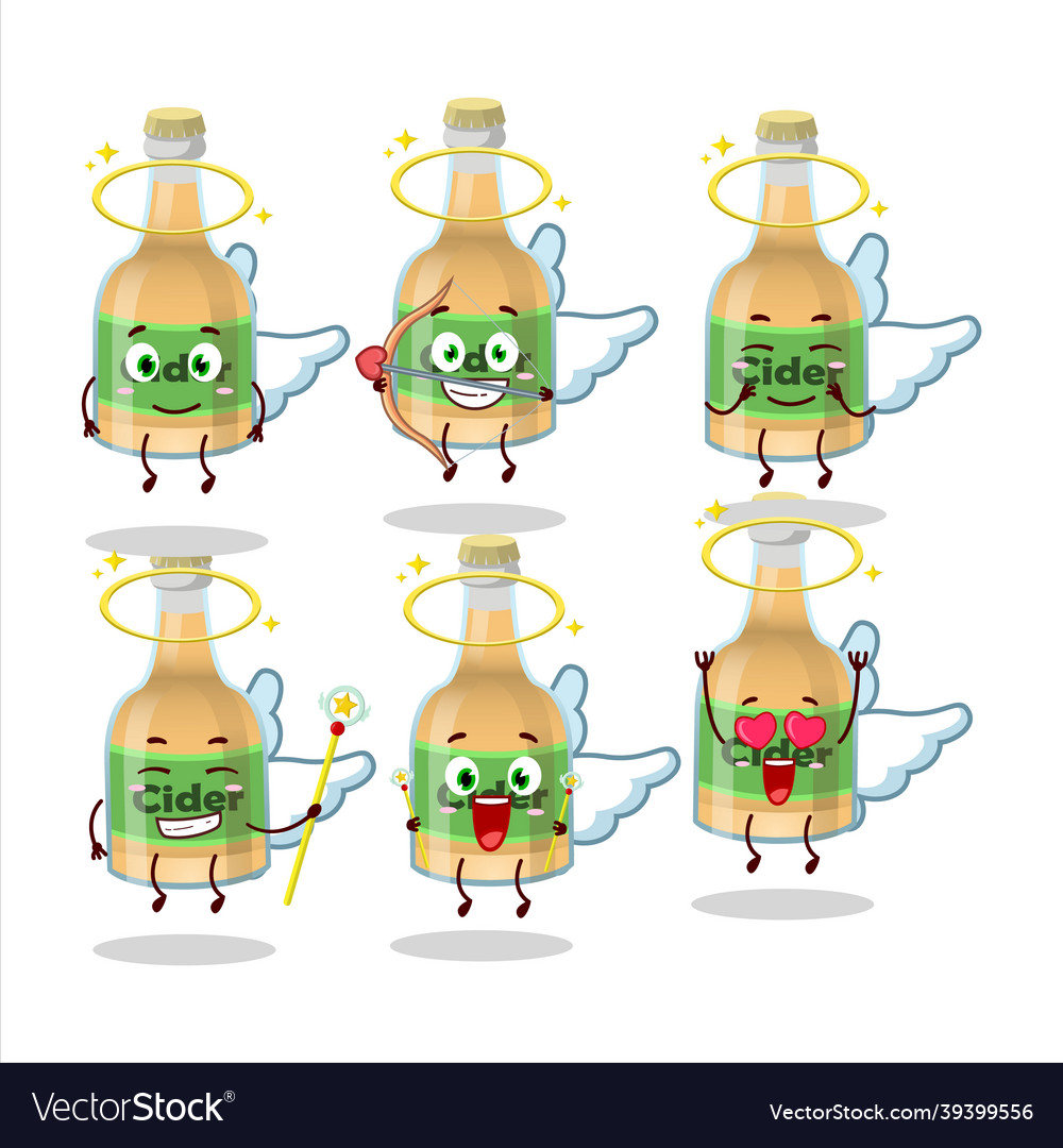 Cider bottle cartoon designs as a cute angel