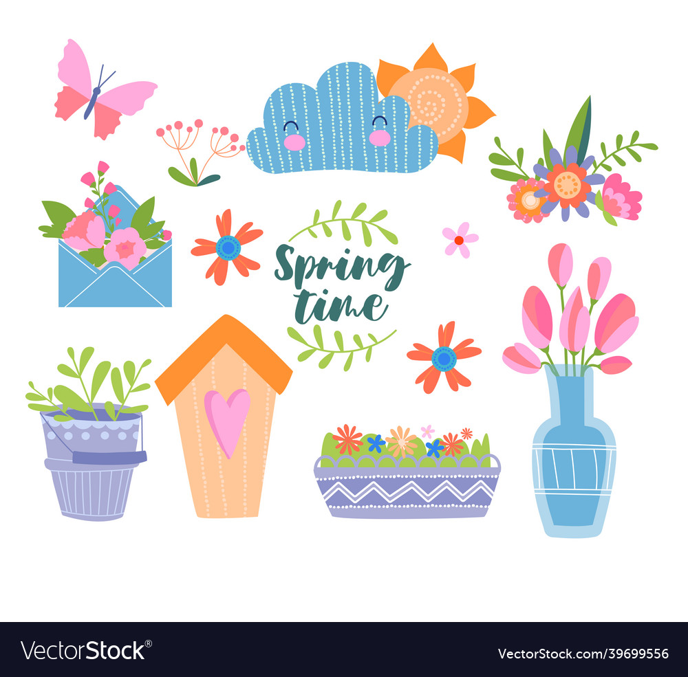 Collection of spring elements vector image Collection of spring elements