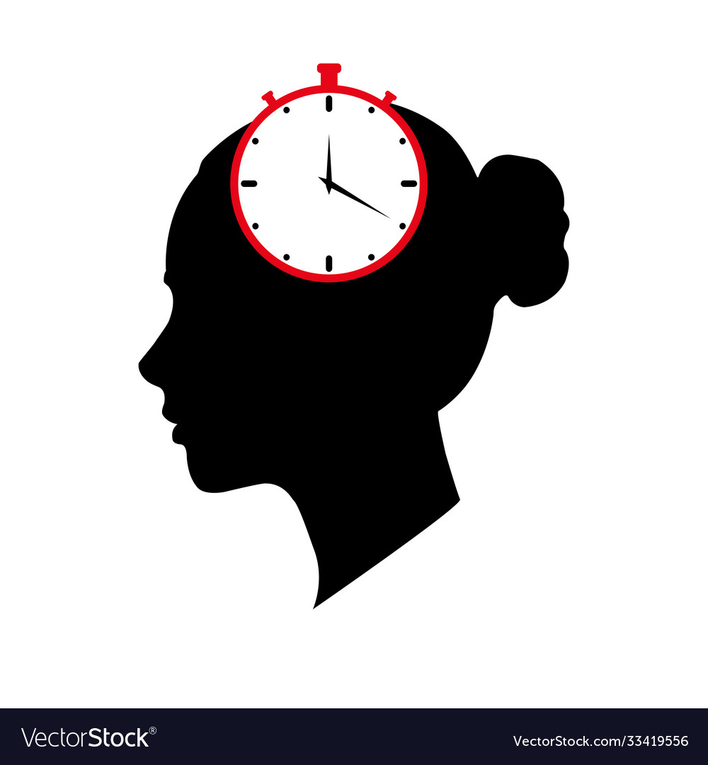 Contour woman and stopwatch counts