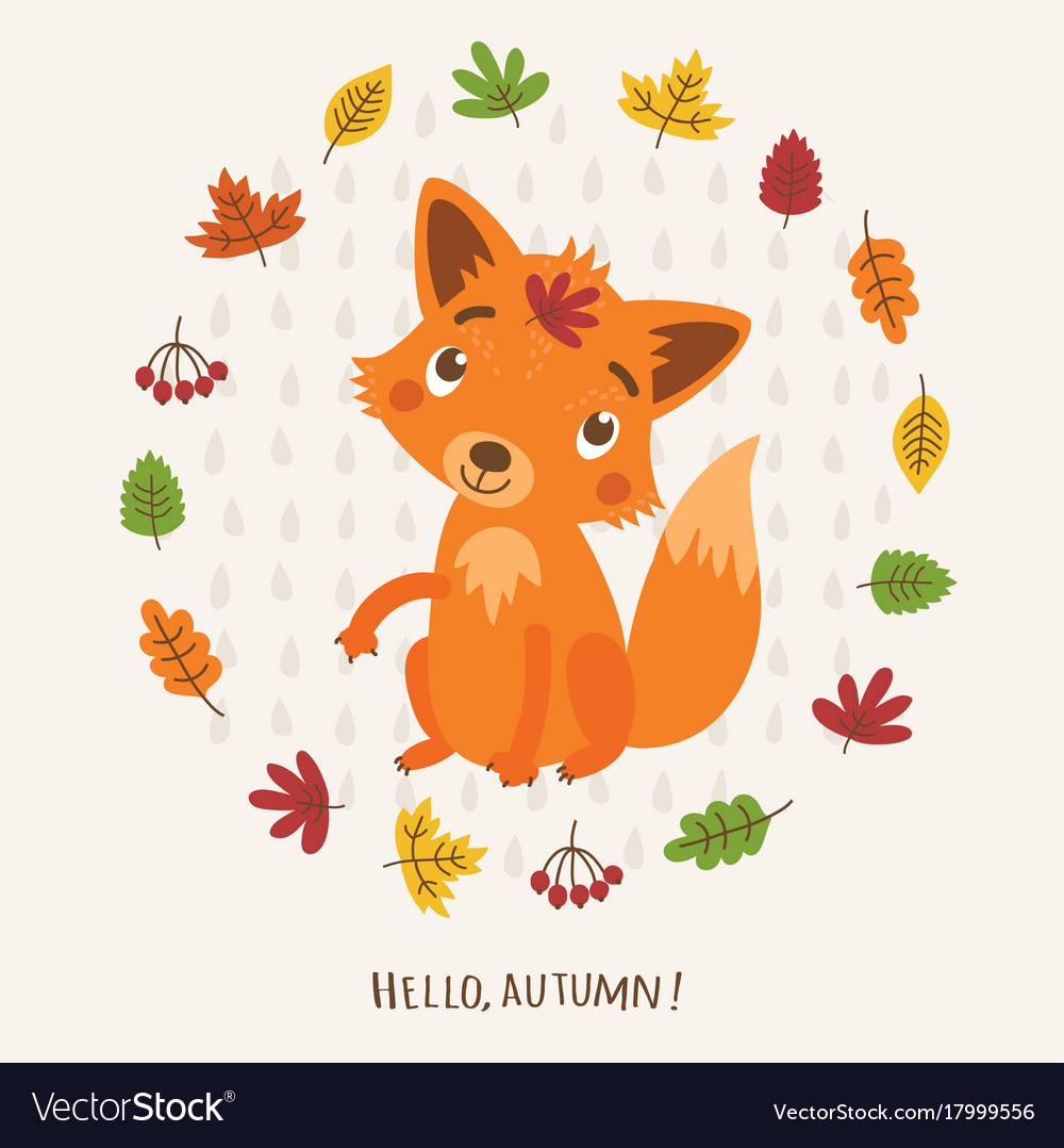 cute fox autumn background